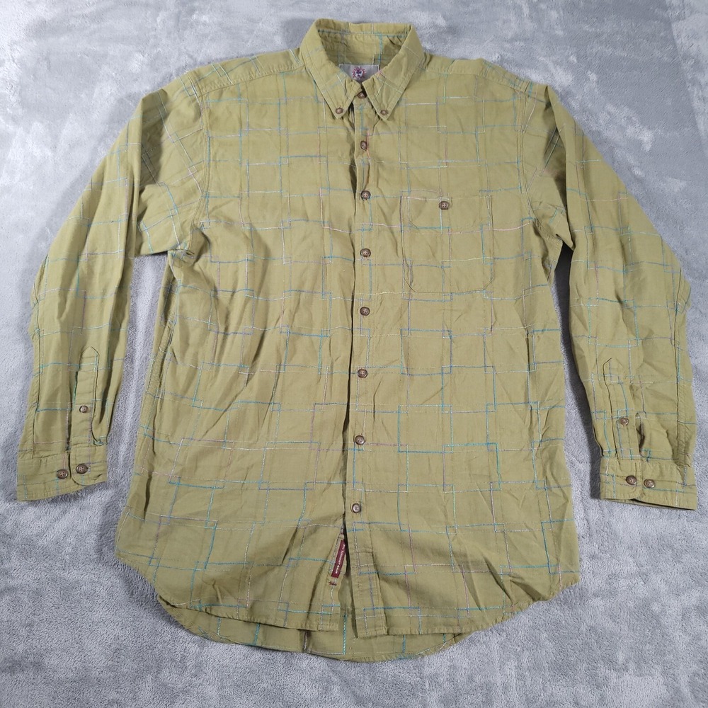 Territory‎ Ahead Shirt Mens XL Tall Green Plaid Woven Long Sleeve Cotton Rayon